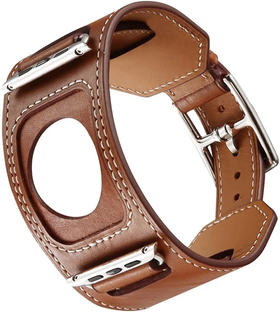 Buckle Durable CAREG Genuine Leather Cuff Bracelet Strap Compatible With Apple Watch Hermes 4 humanlike service 44mm 40mm Iwatch Band 4 Wrist Watchband Metal Classic 