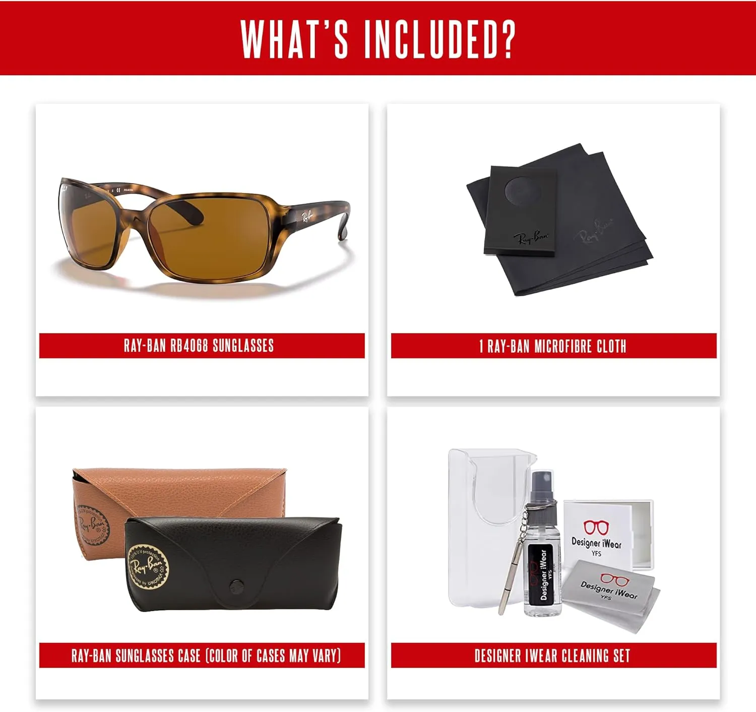 BUNDLE with Designer iWear Eyewear Care Kit Ray-Ban RB4068 Square Sunglasses For frigid fertilize racing portraiture Women   