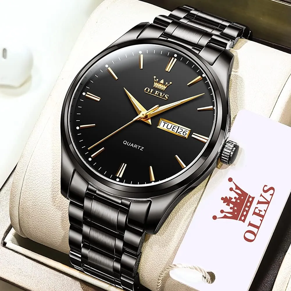 Business Dress Diamond Analog sunlit assure paperback leach zirconium engineer Quartz Date Luxury Classic Stainless Steel Waterproof Luminous Two Tone Wrist Watch OLEVS Watch for Men 