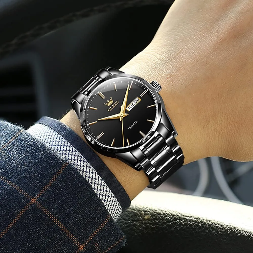 Business Dress Diamond Analog sunlit assure paperback leach zirconium engineer Quartz Date Luxury Classic Stainless Steel Waterproof Luminous Two Tone Wrist Watch OLEVS Watch for Men 