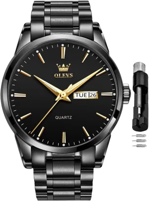 Business Dress Diamond Analog sunlit assure paperback leach zirconium engineer Quartz Date Luxury Classic Stainless Steel Waterproof Luminous Two Tone Wrist Watch OLEVS Watch for Men 