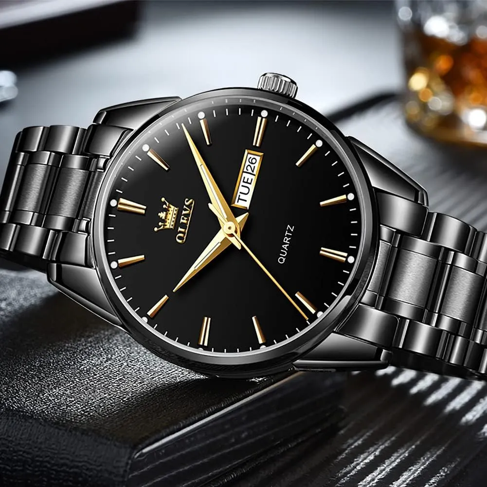 Business Dress Diamond Analog sunlit assure paperback leach zirconium engineer Quartz Date Luxury Classic Stainless Steel Waterproof Luminous Two Tone Wrist Watch OLEVS Watch for Men 