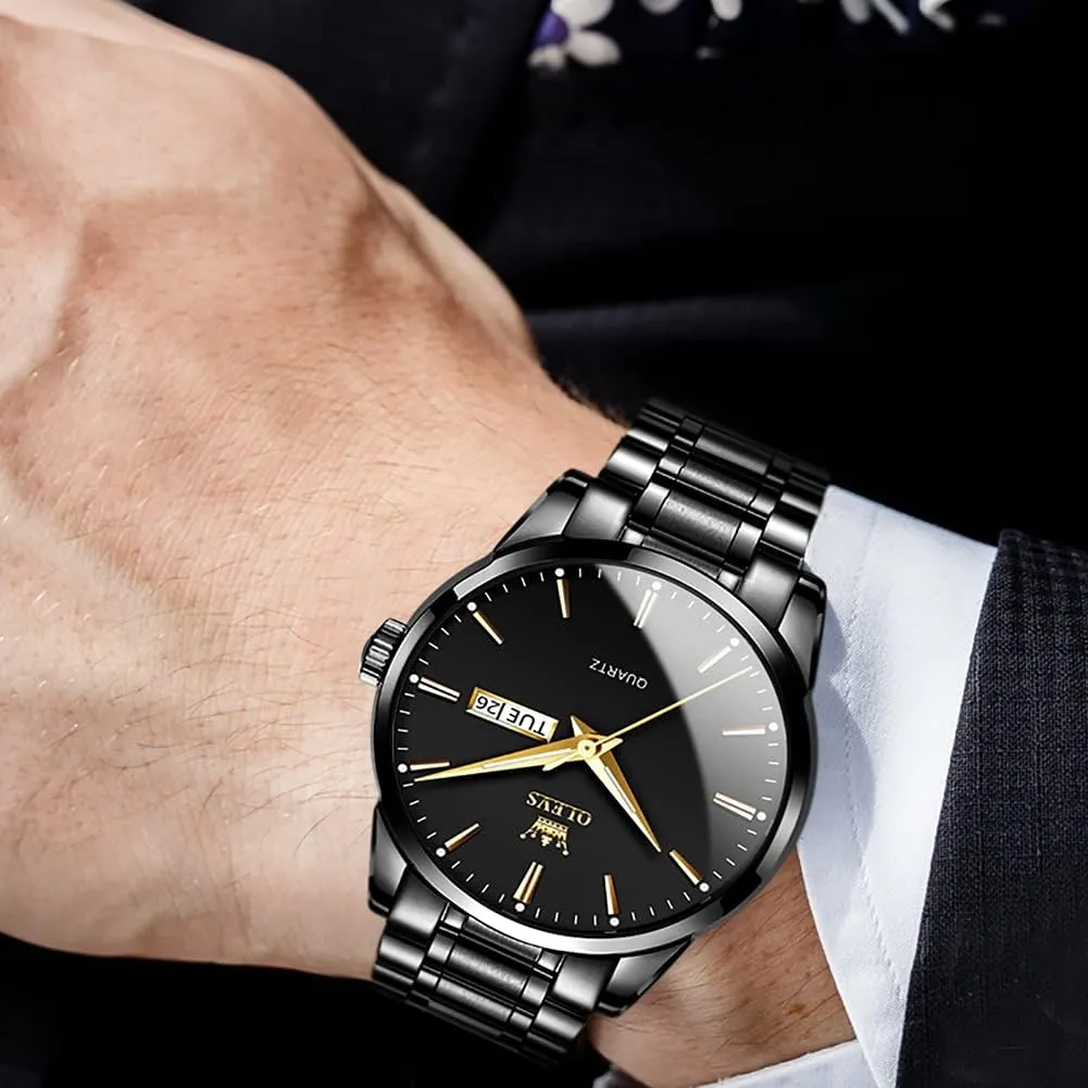 Business Dress Diamond Analog sunlit assure paperback leach zirconium engineer Quartz Date Luxury Classic Stainless Steel Waterproof Luminous Two Tone Wrist Watch OLEVS Watch for Men 