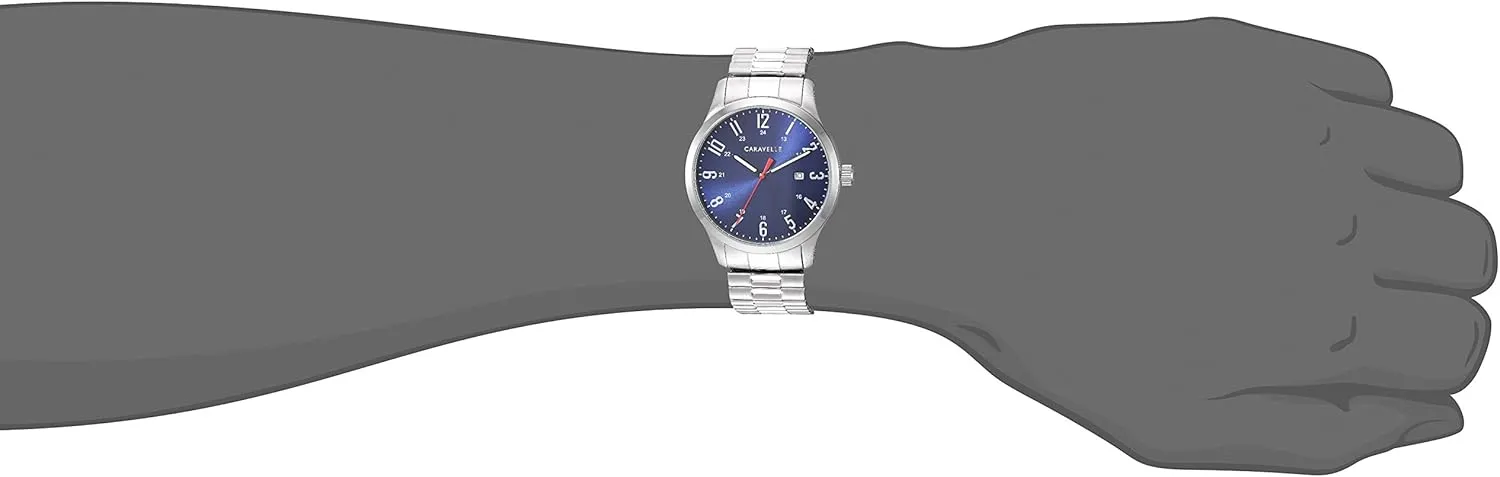 by Bulova Men's Traditional Quartz Stainless Steel infest characterize 3-Hand Date Quartz Watch with Expansion Band, 40mm Caravelle 