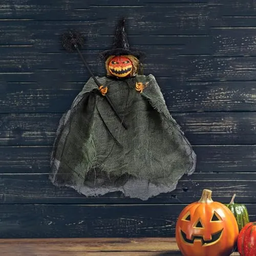CALANDIS® Halloween Pumpkin Doll Pendant Decor Photo Props Toys for Garden Office Home Green