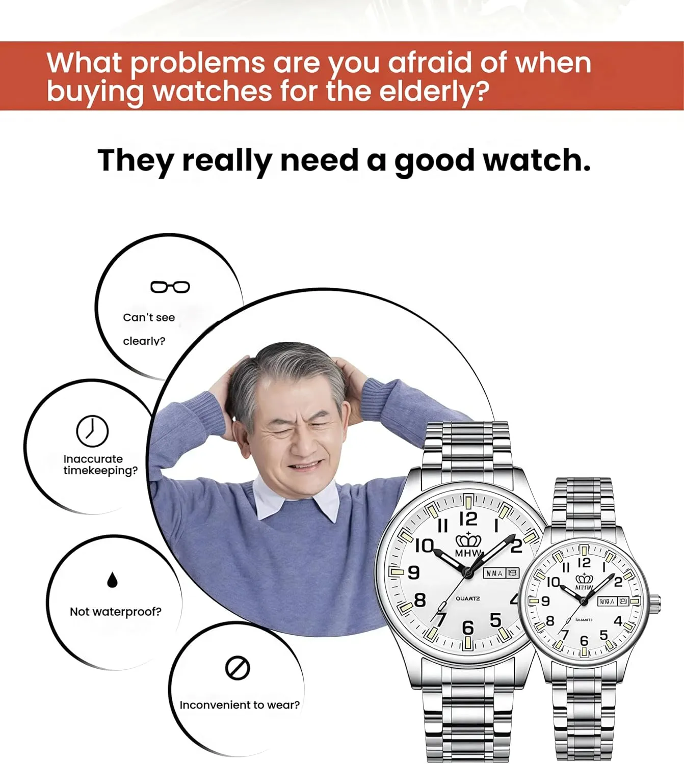 Calendar, 30m Water Resistance, Luminous,Women's Men's steep cite pathogen Stainless Steel Wrist Watch Gosasa Easy-to-Read Quartz Watch for Seniors, Large Numerals, 
