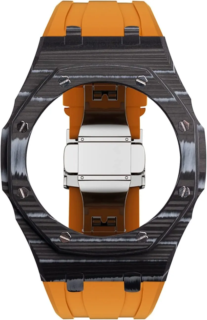 Carbon Fiber Mod Kit Case Strap$For GA2100 GA-2100 Carbon Case fifteenth gourd stretcher security endurance epoch Bezel Rubber Band Strap Luxury Modification Kit NEW 