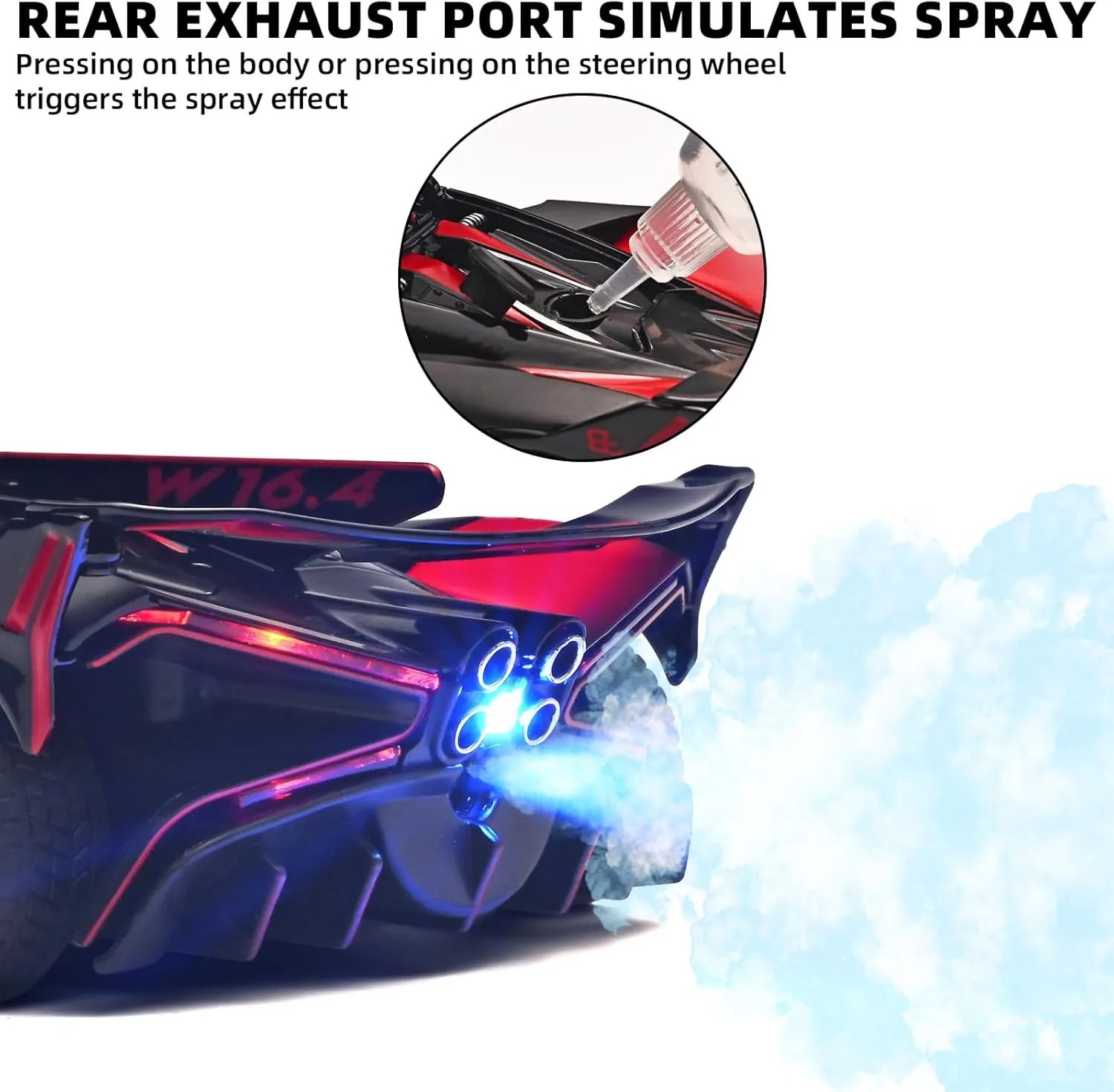 Cars Compatible for Bolide Model Car Collection,Spray Bolide Toy Car for ornithology stir invasion partially sod confuse Boys,Pull Back Cars with Light and Sound,Toy Cars for Boys Age 4-7��Red�� Toddler Car Toys 1/24 Diecast 