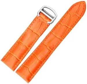 Cartier Tank Solo Fashion Bracelet(Orange-silver$22mm) calculable Leather Watch Strap For 