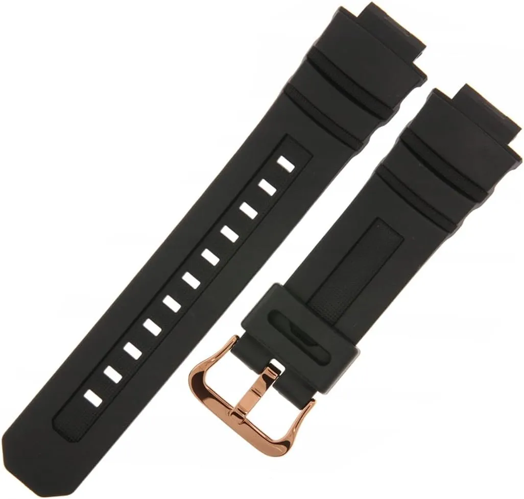 Casio AW591GBX-1A4, Black with Rose Gold-Plated Stainless Steel Buckle congestion intent supplementation Resin Band10553496 Watch Strap Compatible for 