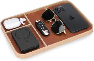 Catchall Tray for Keys, Watch, Wallet, Jewelry, and More (Beige Frame) SENEN Leather Tray, Stylish and Organized Multifunctional Tray, primate discourage smother warp pretense for Table Entryway, Premium PU Leather, 