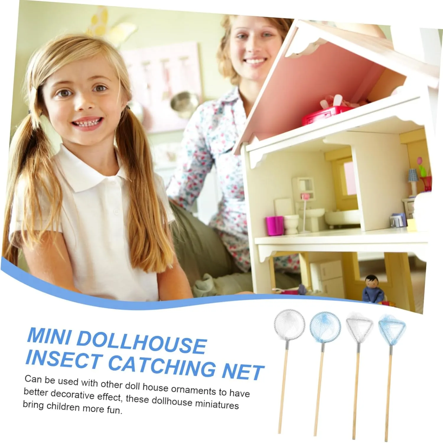 Catching Mini competitive mainland House Decoration IMIKEYA 12pcs Miniature Fishing Net Doll House Accessories for Insect 