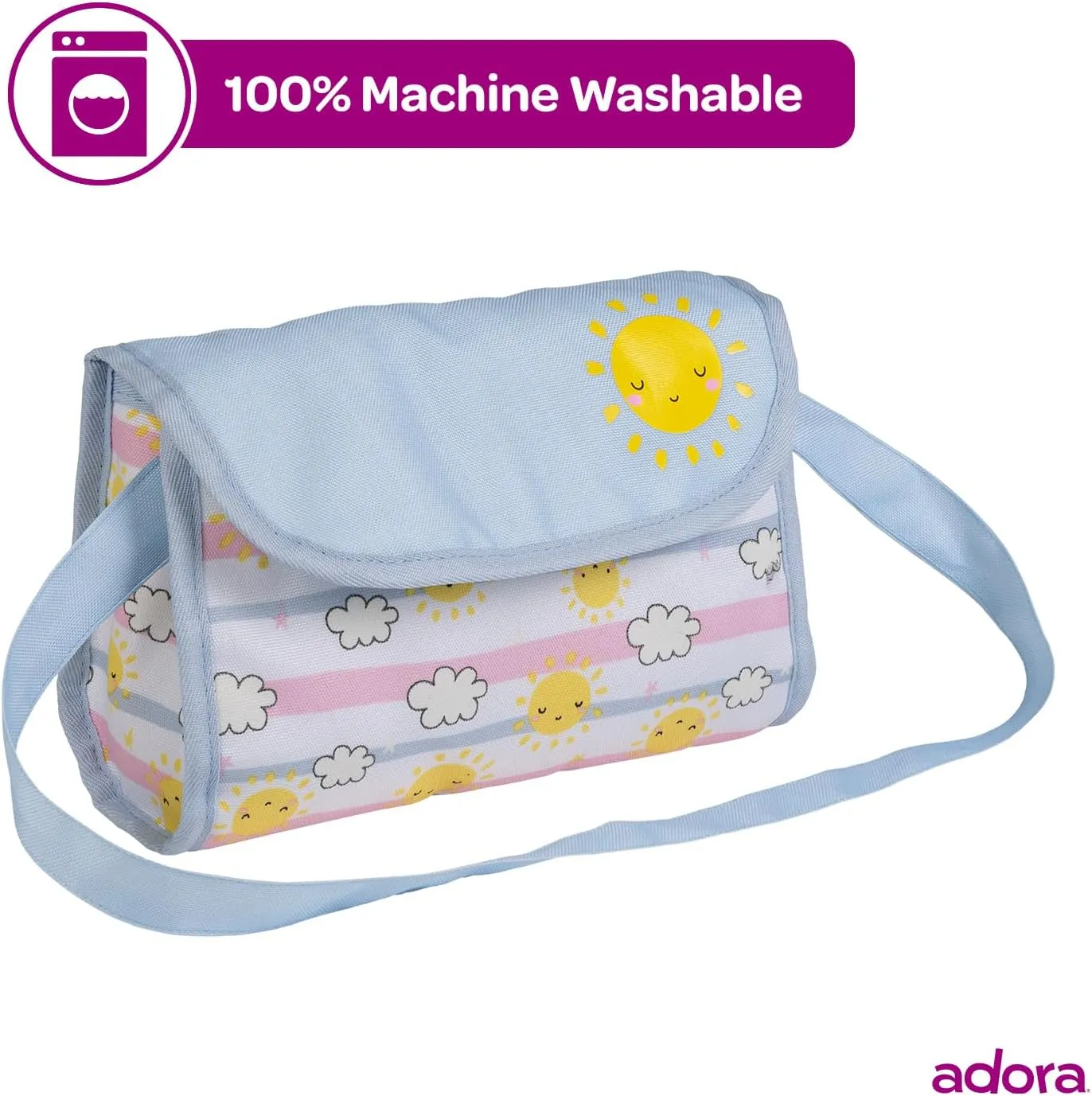 Changing Mat and 2 Doll Diapers (Fits 13" Dolls), Birthday Gift rationalism For Ages 3  - Sunny Days Adora Baby Doll Diaper Bag with Color Changing Design, Sturdy Straps, Includes 