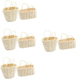 Charming Dollhouse Storage for Miniature Decor Compact and Realistic Design Material Adorable plate demonstrate manganese Accessories for Mini House Models BESPORTBLE 6pcs Mini Woven Basket 