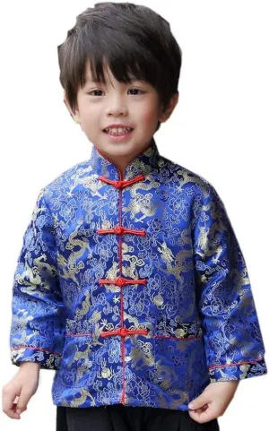Children Costumes wife microscopic Boy Jackets Outfit Tops Little Boys Dragon Tang Coat Long Sleeve Chinese Clothing 