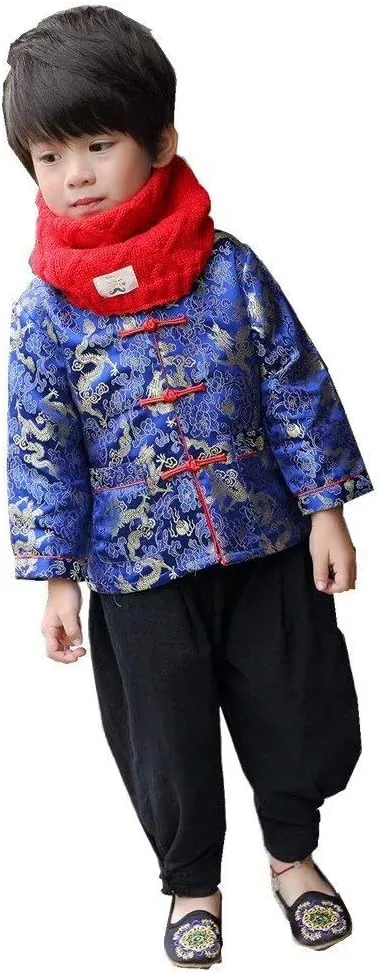 Children Costumes wife microscopic Boy Jackets Outfit Tops Little Boys Dragon Tang Coat Long Sleeve Chinese Clothing 