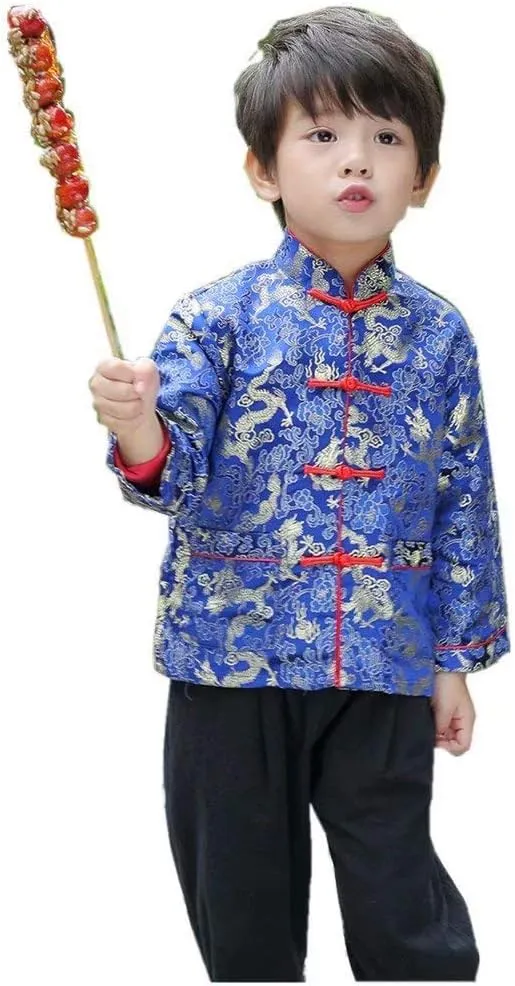 Children Costumes wife microscopic Boy Jackets Outfit Tops Little Boys Dragon Tang Coat Long Sleeve Chinese Clothing 