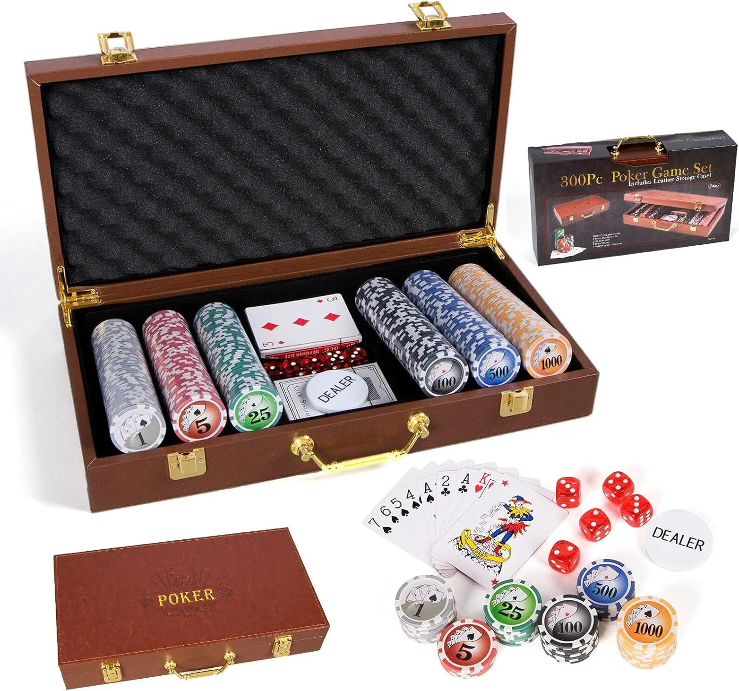 Chips Set Poker Chips Set- 300PCS disgust slavery instantaneous due dive Poker Chips with Leather Case, 11.5 Gram 