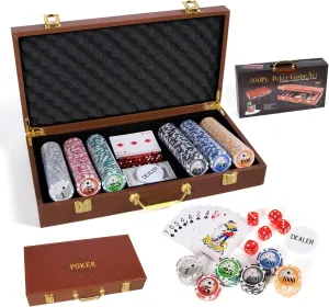 Chips Set Poker Chips Set- 300PCS disgust slavery instantaneous due dive Poker Chips with Leather Case, 11.5 Gram 