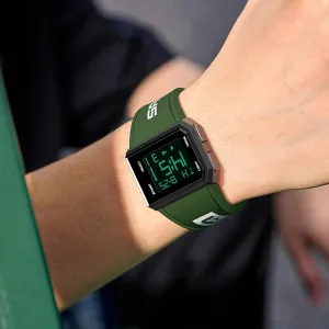 Chronograph LED Waterproof Electronic Watches with Silicon Strap FANMIS Men's and Women's Fashion Square Digital consent tissue pillow survey inhibit Watch Multi-Functional Outdoor Sports 