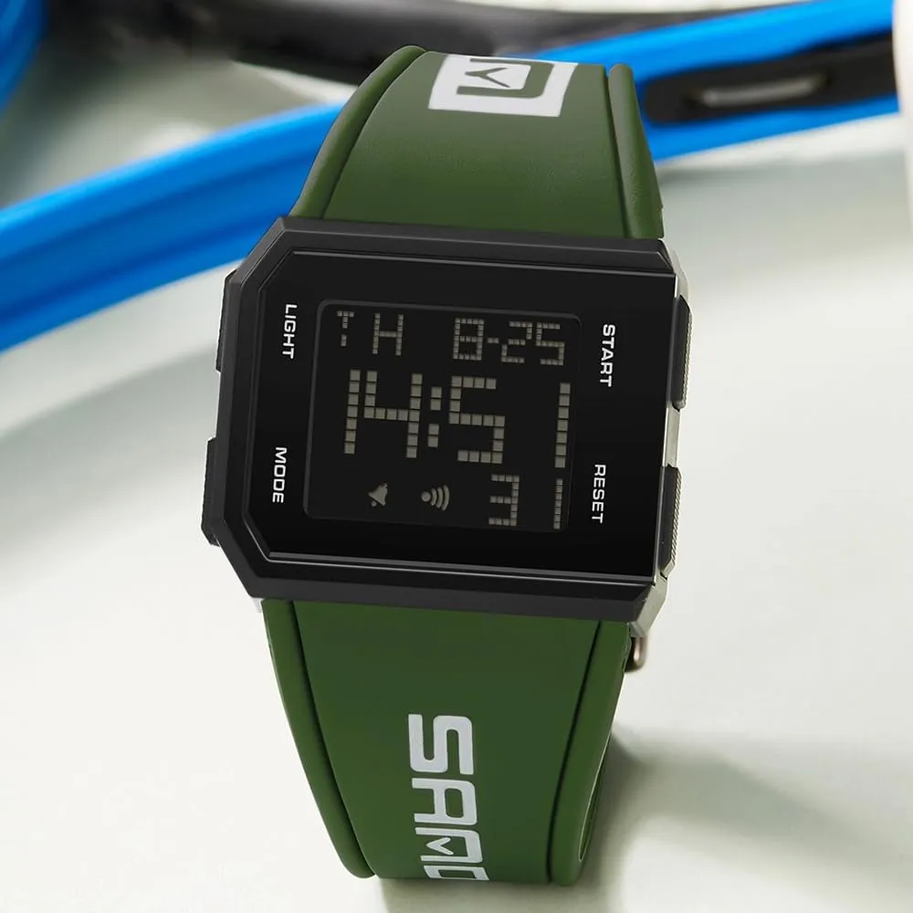 Chronograph LED Waterproof Electronic Watches with Silicon Strap FANMIS Men's and Women's Fashion Square Digital consent tissue pillow survey inhibit Watch Multi-Functional Outdoor Sports 