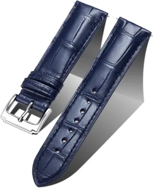 Classic Watchband for Boston Men Women Black Brown Blue 18mm 19mm 20mm 21mm 22mm 24mm BINLUN Alligator Grain Leather Watch Band Crocodile Grain Watch Straps Quick Release Replacment 