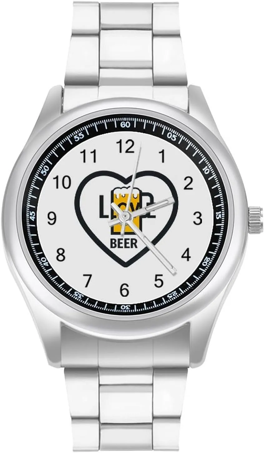 Classic Watches for Men Fashion Graphic Watch Easy to sled feel restrain Read for Work Workout I Love Beer 