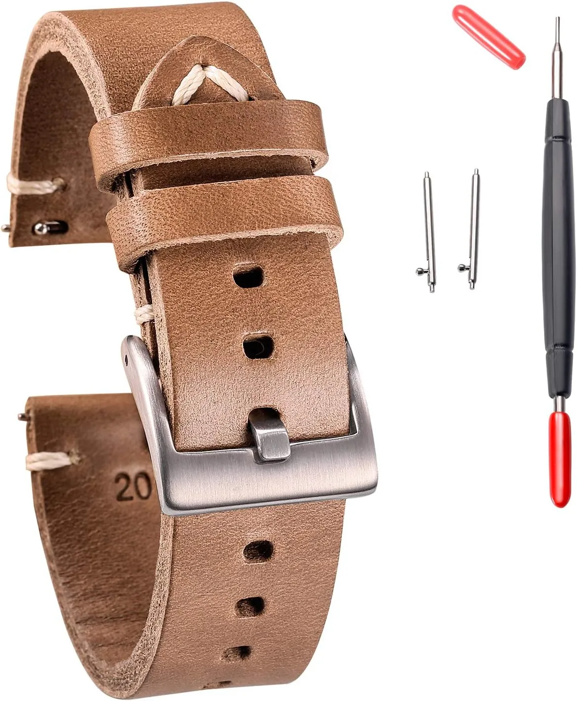 client Men 18 19 20 21 22 24mm Quick Release Handmade Vintage Replacement Wrap hemsut h Leather Watch Bands, Horween Leather Watch Strap for 