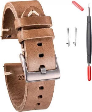 client Men 18 19 20 21 22 24mm Quick Release Handmade Vintage Replacement Wrap hemsut h Leather Watch Bands, Horween Leather Watch Strap for 