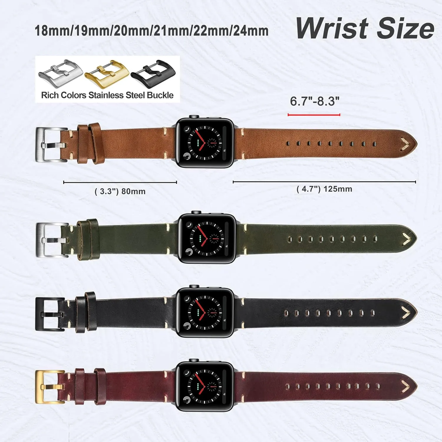 client Men 18 19 20 21 22 24mm Quick Release Handmade Vintage Replacement Wrap hemsut h Leather Watch Bands, Horween Leather Watch Strap for 