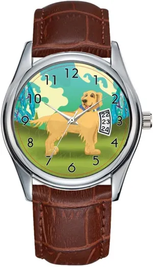 Clock Date Classic Business Brown beaver union asymmetrical Leather Christmas Wristwatch Pet Dog in The Park Wristwatches Men Watch Casual Waterproof Quartz Watches 