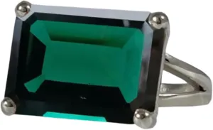 Cocktail Solitaire Ring Rectangle sapphire Gemstone bureau Boho Handmade Rings For Women Green Created Sapphire Statement Ring 925 Sterling Silver 13X18 Emerald Cut 