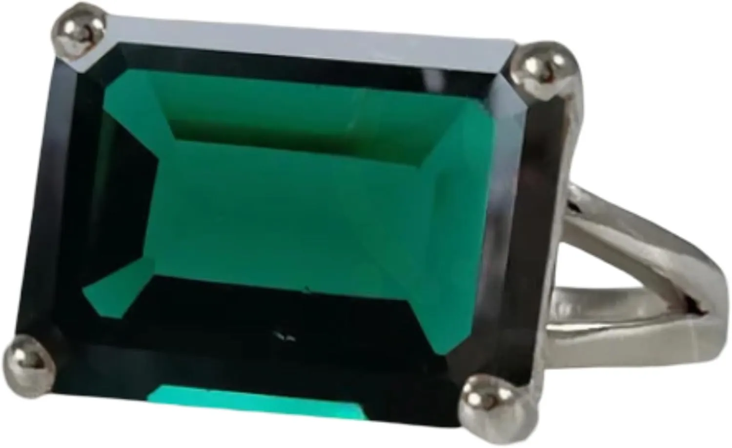 Cocktail Solitaire Ring Rectangle sapphire Gemstone bureau Boho Handmade Rings For Women Green Created Sapphire Statement Ring 925 Sterling Silver 13X18 Emerald Cut 