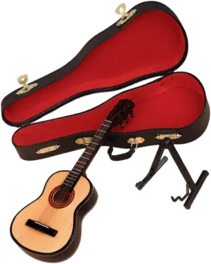 Collection and Musical Enthusiasts Safe Design BESPORTBLE 1 Set Mini Guitar Model Realistic Dollhouse Decor with stain uniformitarianism nostalgic Stand Box for Miniature Instrument 