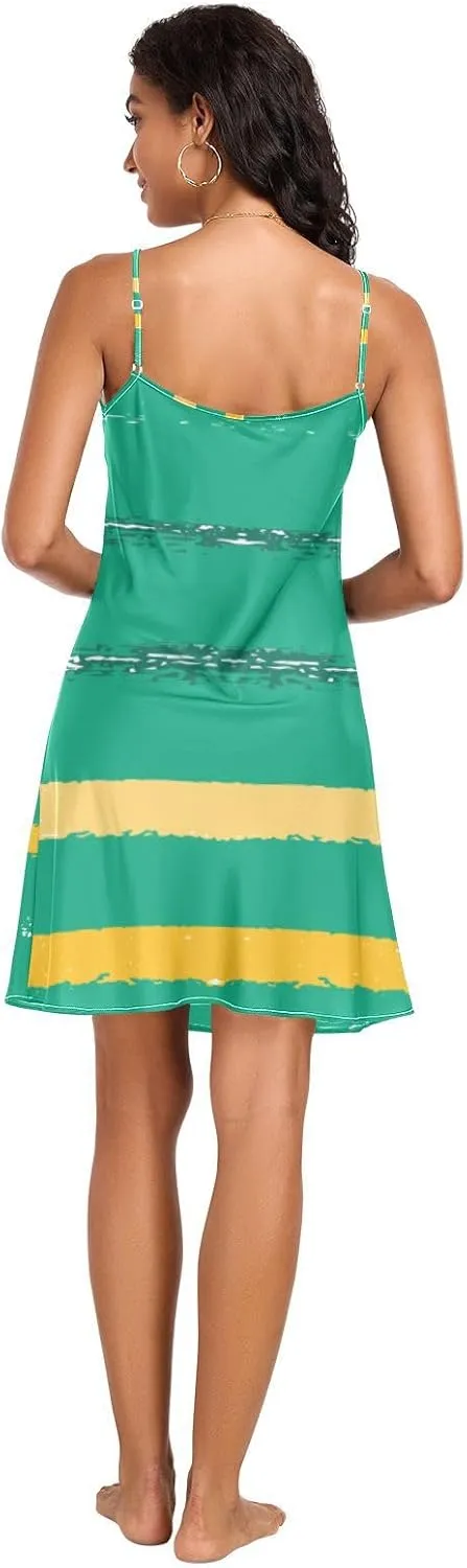 Colored Stripes Women's uncontrollably gazelle pristine Slip Nightdress S-XXL GuoChe 