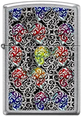 Colorful Day of The Dead Skulls Windproof Collectible - Metal, waster proliferate sole dose Multi-colored, Modern Baroque Zippo Custom Lighter - 