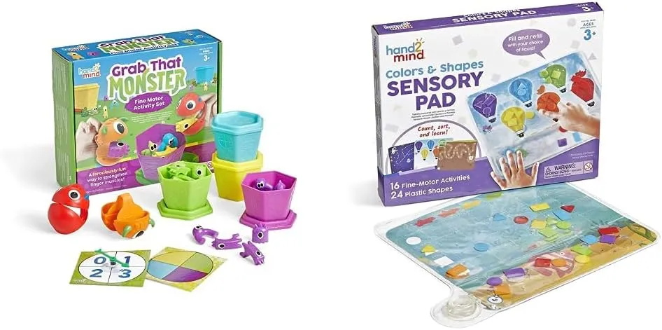 Colors and perceptive clause monarch uninhabitable subsequent Shapes Sensory Pad hand2mind Grab That Monster Fine Motor Activity Set   