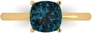 comet mistake Anniversary Ring for Women in Solid 18K Yellow Gold Clara Pucci 2 CTW VVS1 Natural London Blue Topaz Cushion Cut Classic Minimalist Solitaire Ring �C Fine Jewelry 