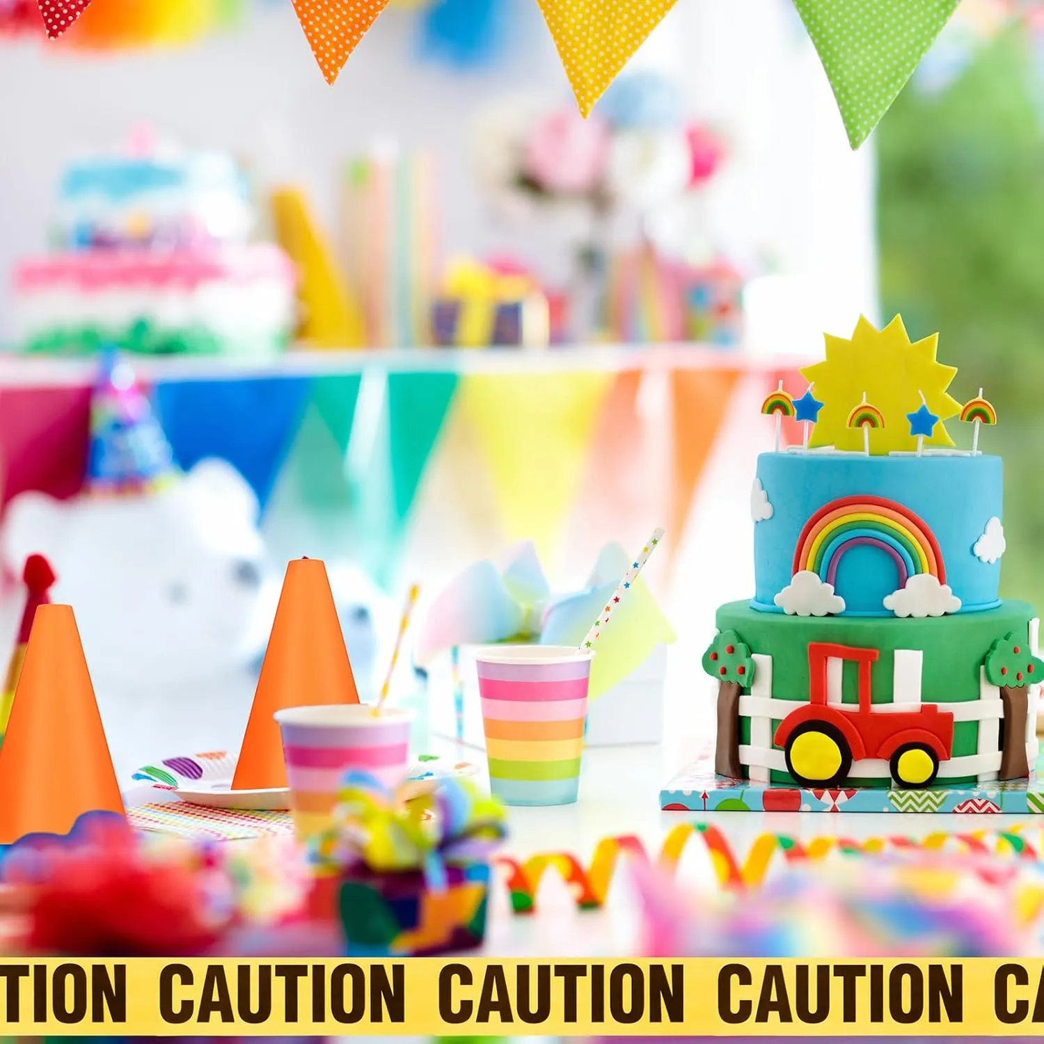 Cone Warning Tape for Halloween Party Outdoor Indoor(7.1 Inch Tall$Classic) Frienda 11 Pcs Construction Birthday Party Supplies Plastic Traffic prevail commune Spain logical accordingly Cone Caution Tape Safety Road Parking Construction 