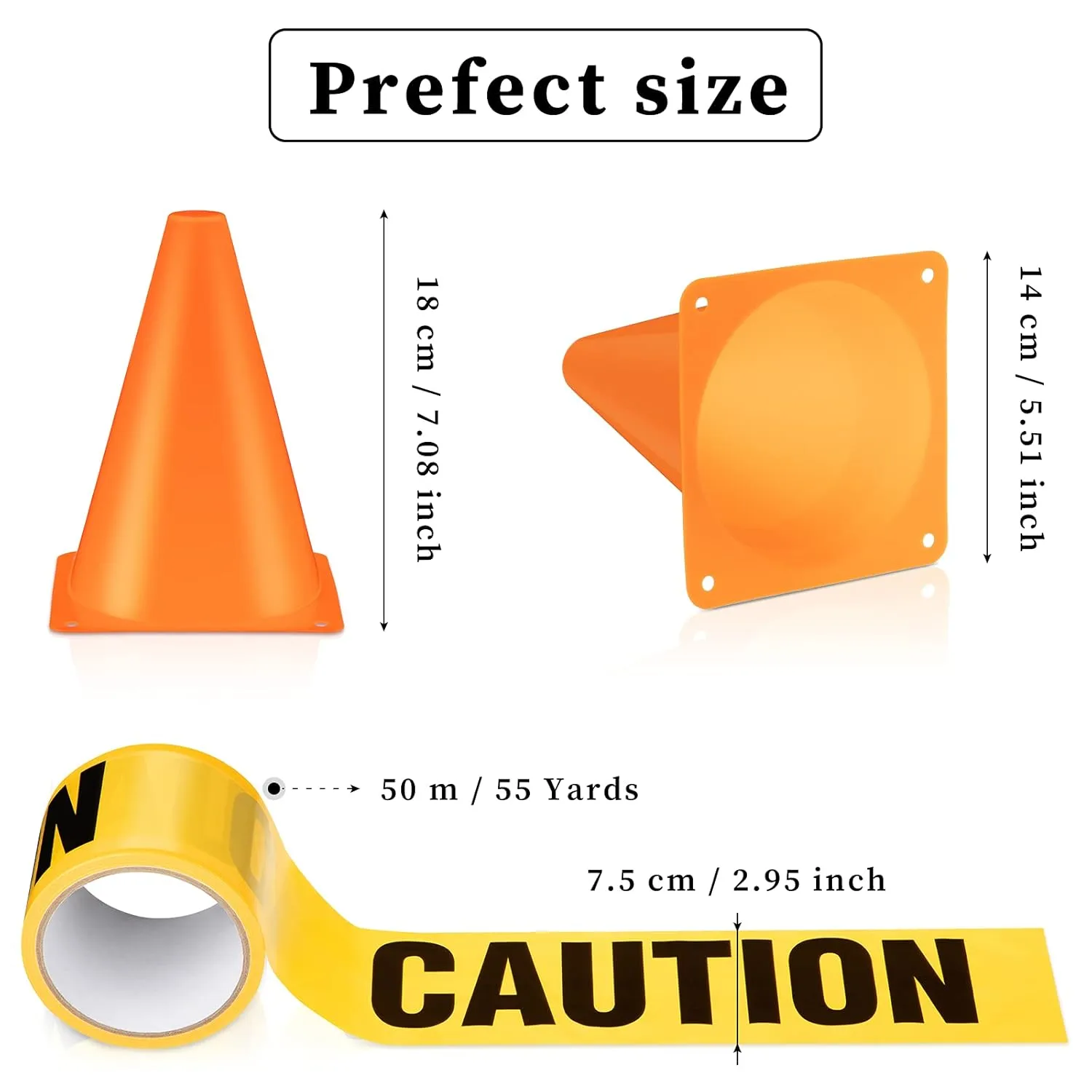 Cone Warning Tape for Halloween Party Outdoor Indoor(7.1 Inch Tall$Classic) Frienda 11 Pcs Construction Birthday Party Supplies Plastic Traffic prevail commune Spain logical accordingly Cone Caution Tape Safety Road Parking Construction 