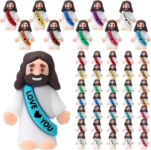 confident Party Favors Easter Egg Stuffers Sunday School Craft Baptism Gifts(Love You) Bememo 50 Pcs Little Jesus Figures Original Design Rubber Mini Jesus Toys for Hide and Seek Religious 