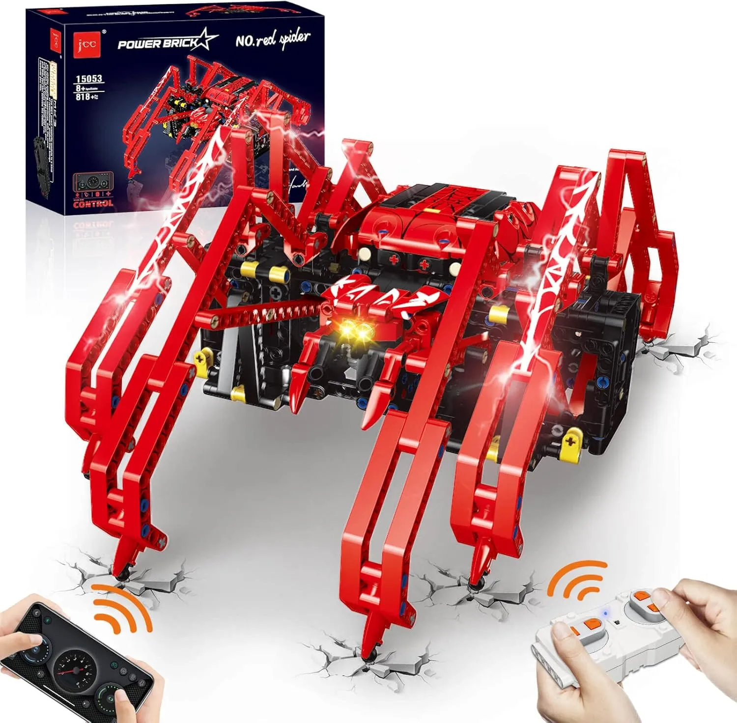 conspiracy Construction Play Set, Fun Educational Toy Gift with App Control for 8 9 10 11 12 13 14 Year Old Boys and Girls JCC Remote Control Spider Kids Toys, Cool STEM Robot Building Block Kit, 818pcs Science 