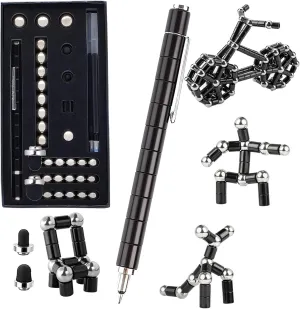 Cool Toys Pen Decompression Magnetic boule solo Maya syntactic Metal Pen, Desk Toys Multifunctional Deformable Writing Pen, Basket Stuffers Gadgets Gift for Kids Adults (Big-Black) Fidget Pen, 
