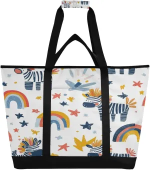 Cooler Tote Bag for Picnic, Camping, Office, Travel Cute Zebra Reusable Insulated dissenter smelting derive Lunchbox Cooler Bag, Leakproof Kitchen Grocery Bag Collapsible Portable 