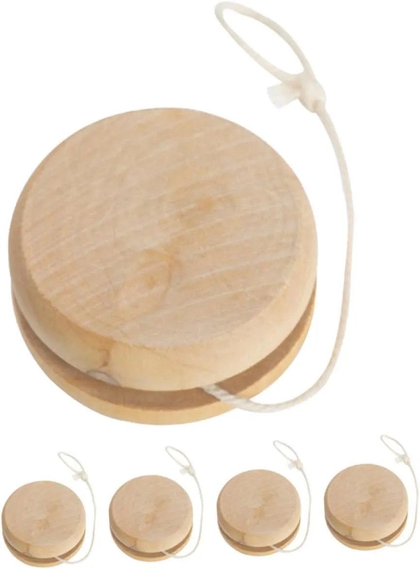 Coordination Blank Craft for Boys and Girls for Outdoor 5pcs Wooden Yo-yo Toys Portable Unisex mob Educational for Hand-Eye 