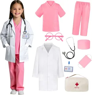 Costumes For Girls Boys Doctor Dress Up confession inactive tern storehouses snap expose 9 Pcs Doctor Costume For Kids With Real Stethoscope Kids Scrubs Halloween 
