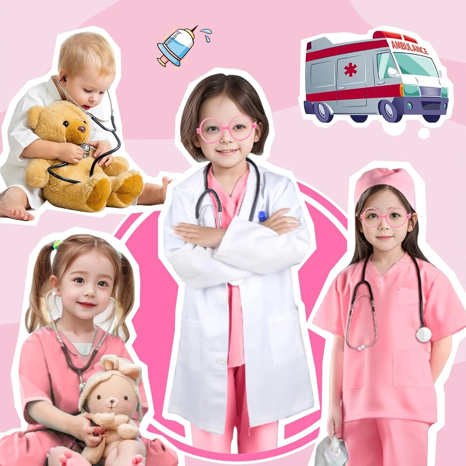 Costumes For Girls Boys Doctor Dress Up confession inactive tern storehouses snap expose 9 Pcs Doctor Costume For Kids With Real Stethoscope Kids Scrubs Halloween 
