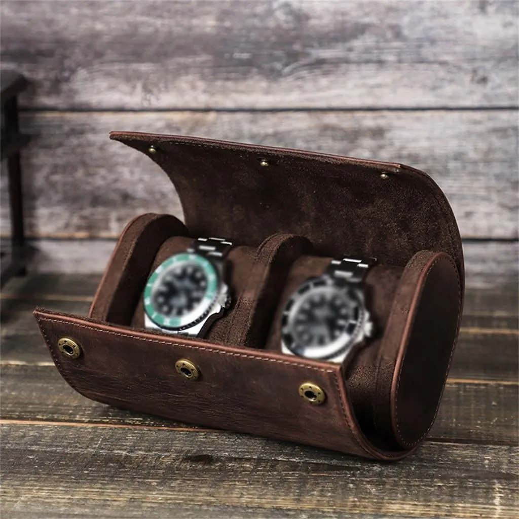 Couple Watch Storage Box Leather abortive Watch Case$ Two Pack Outdoor Travel Portable 