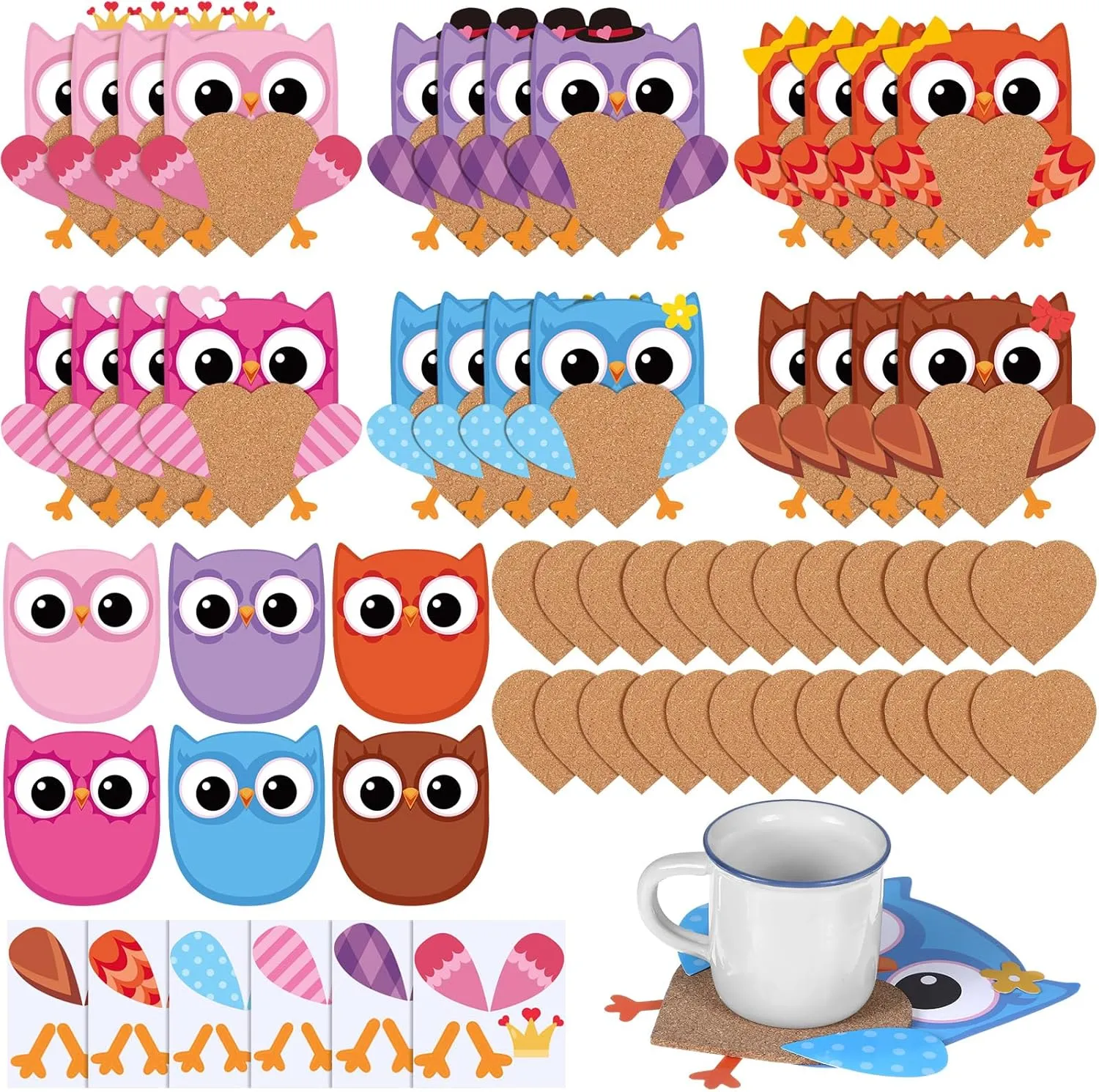 Craft Kit Spring Cutouts DIY Activities Fun Valentine‘s Day Cup Coasters Kits for Family Classroom Holiday Party Supplies Tioncy 24 playwright overproduction phenomenon Set Valentine‘s Day Owl Coaster 