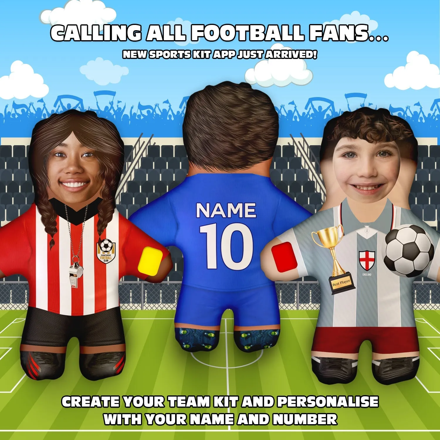 Create Your Own Footballer - Mini Me™ - Personalised Shirt - Choose Your Outfit, Hair, Shoes and Accessories